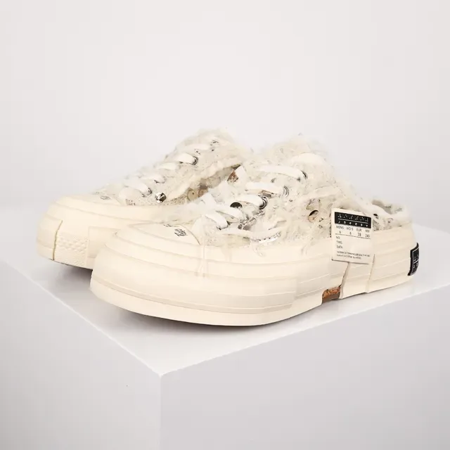 Off-White Frayed Textile Backless Platform Slip-On Casual Shoes 2