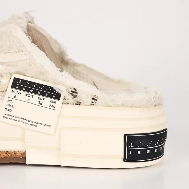 Off-White Frayed Textile Backless Platform Slip-On Casual Shoes 4