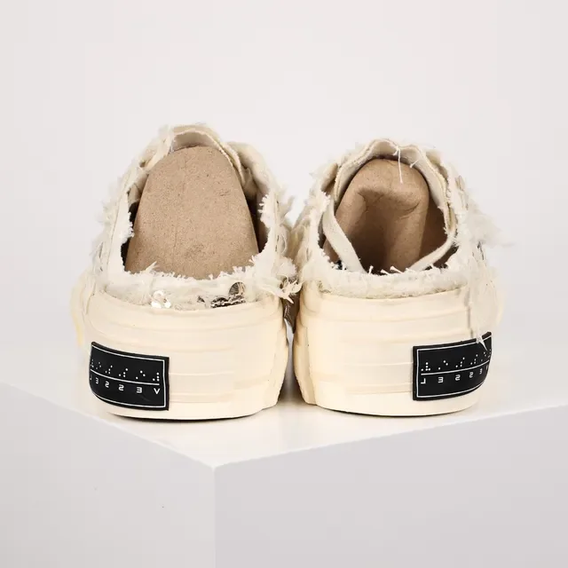 Off-White Frayed Textile Backless Platform Slip-On Casual Shoes 8