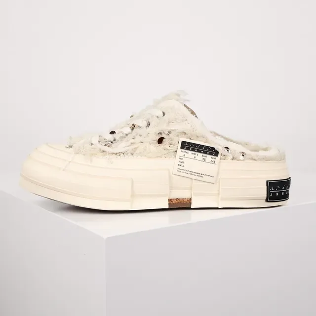 Off-White Frayed Textile Backless Platform Slip-On Casual Shoes 9