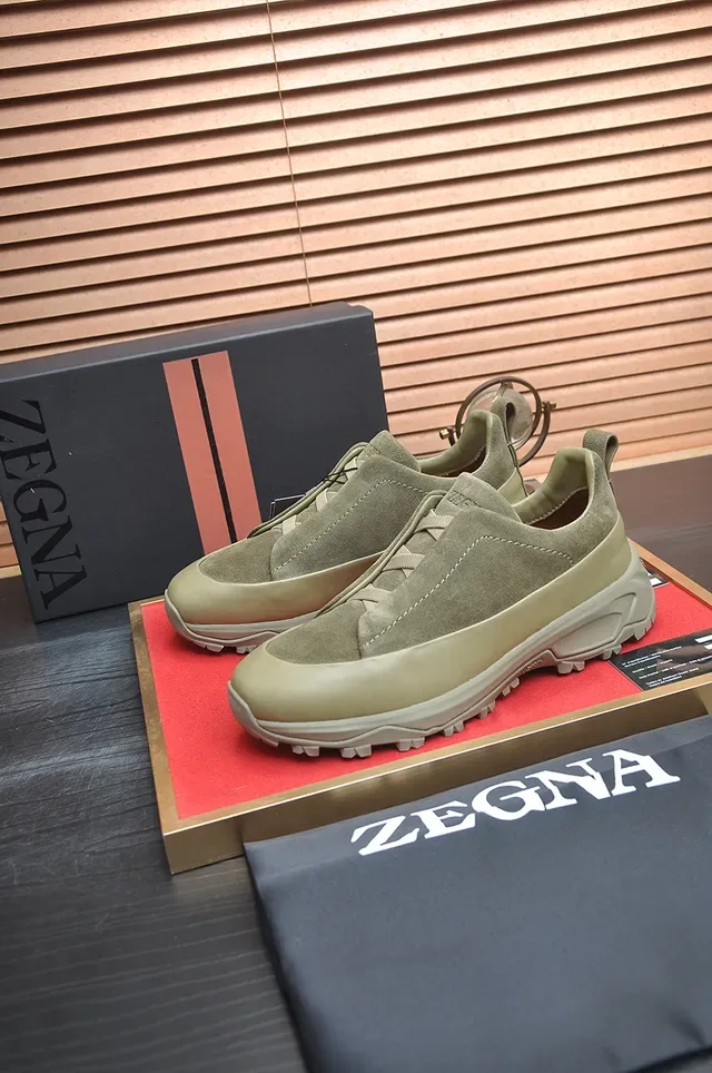 Olive and Beige Laceless Suede Slip-On Lifestyle Sneaker 4