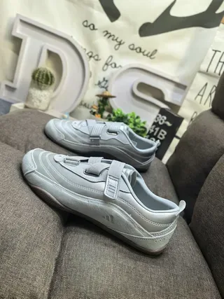 Olive Gray Laceless Strap Sneakers 7