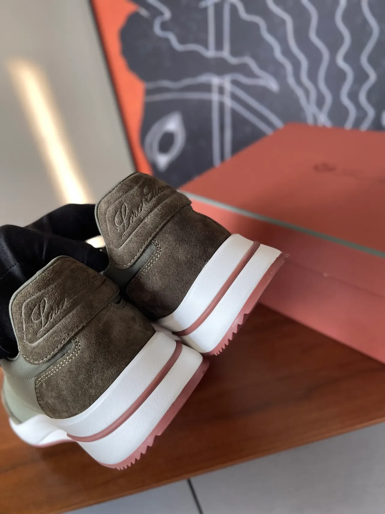 Olive Green Suede-Textile Hybrid Lifestyle Sneakers 3