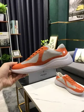 Orange and Gray Patent Mesh Sneakers 5