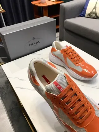 Orange and Gray Patent Mesh Sneakers 7