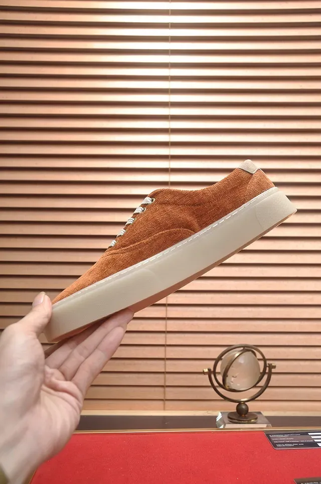 Orange Beige Low-Top Suede Upper Sneakers 5
