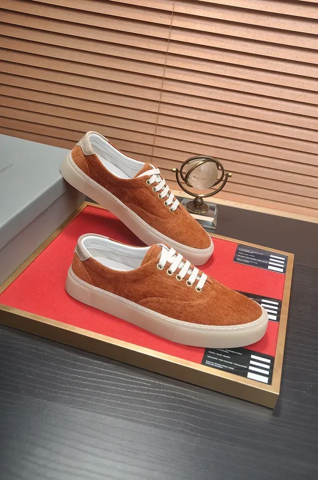 Orange Beige Low-Top Suede Upper Sneakers 6