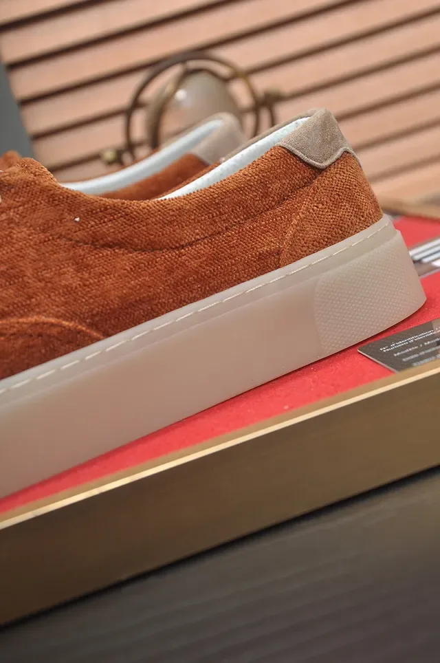 Orange Beige Low-Top Suede Upper Sneakers 9
