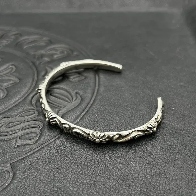 Ornate Floral Scrollwork Antiqued Silver Open Cuff Bracelet 4