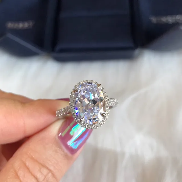 Oval Halo Pave Band Ring 4