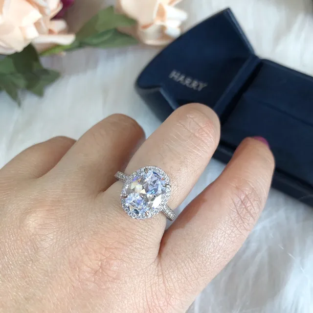 Oval Halo Pave Band Ring 8