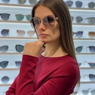 Oversized Metal Cat-Eye Gradient Tinted Sunglasses