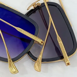 Oversized Rectangular Gold-Tone Metal Arm Sunglasses