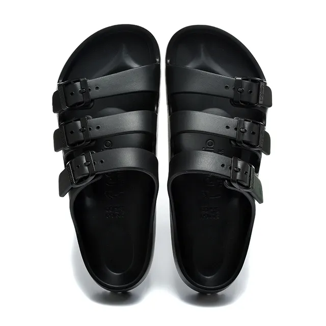 Pacillo Three-Buckle Strap Black Casual Sandals 2