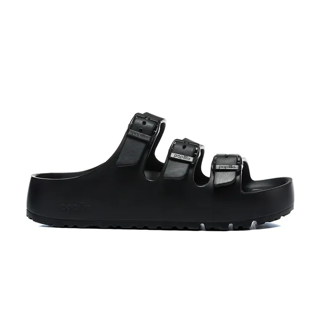 Pacillo Three-Buckle Strap Black Casual Sandals 6
