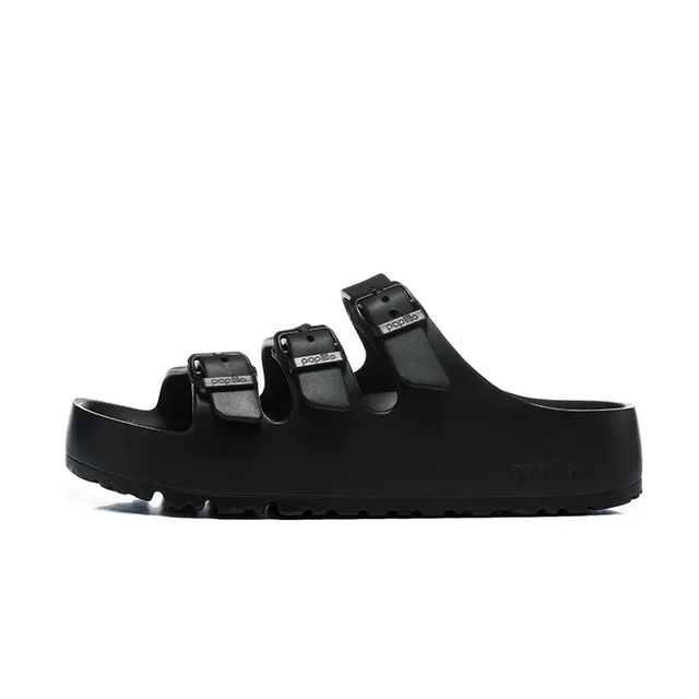 Pacillo Three-Buckle Strap Black Casual Sandals 7