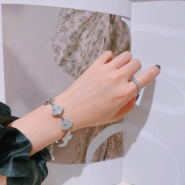 Pavé-Crystal Fan Motif Silver-Tone Bracelet 2
