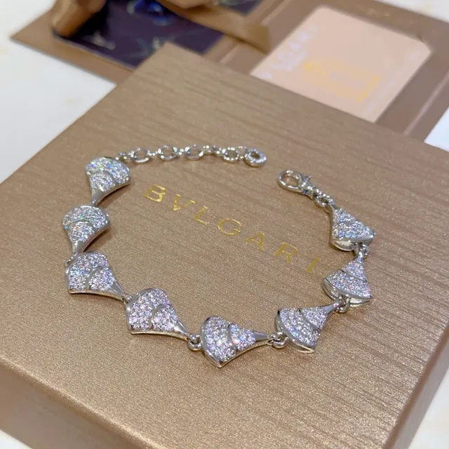 Pavé-Crystal Fan Motif Silver-Tone Bracelet 7