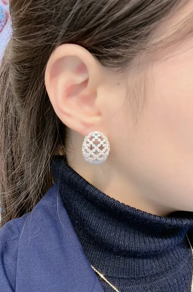 Pave-Set Openwork Crystal Hoop Earrings 4
