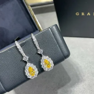 Pear-Shaped Yellow Gemstone Halo Drop Earrings