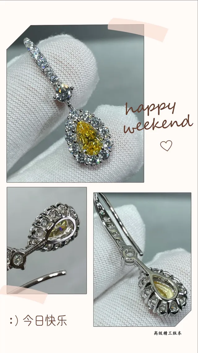 Pear-Shaped Yellow Gemstone Halo Drop Earrings 4
