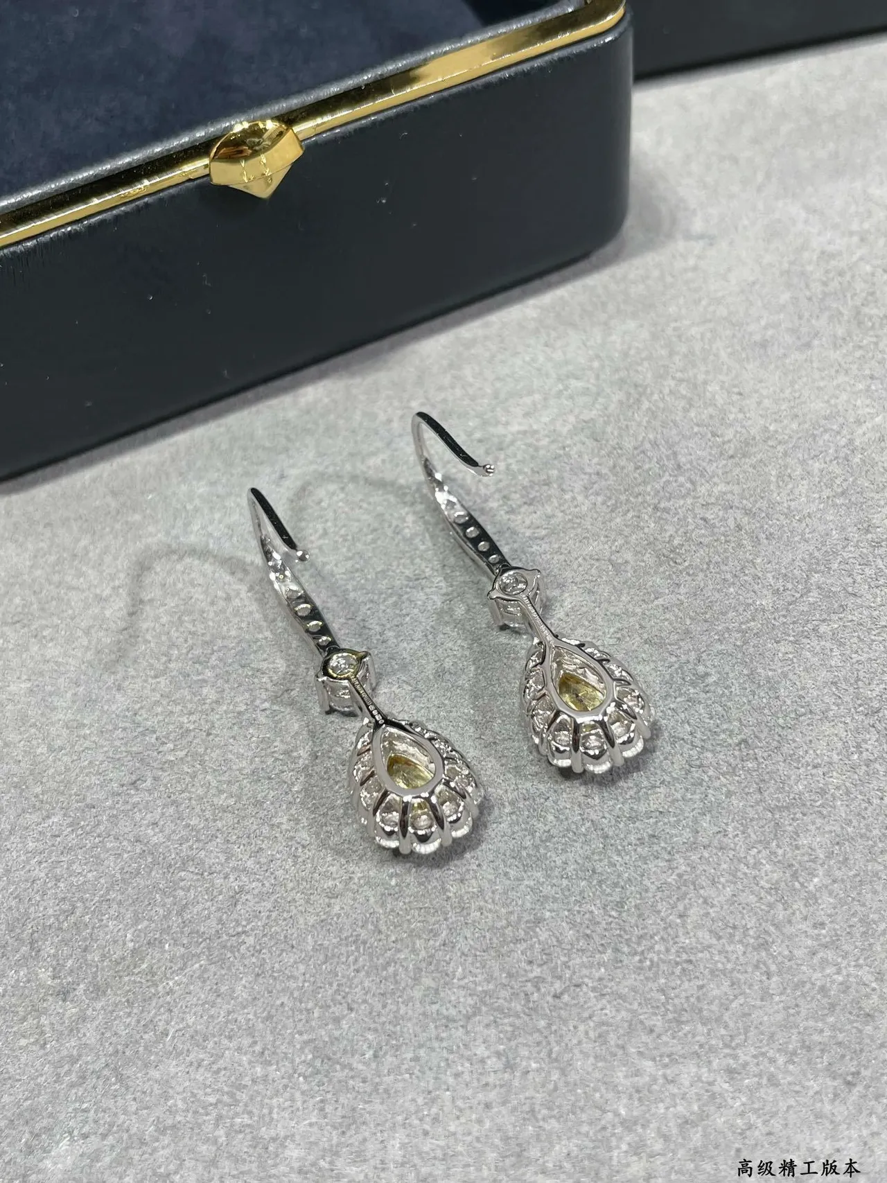 Pear-Shaped Yellow Gemstone Halo Drop Earrings 8