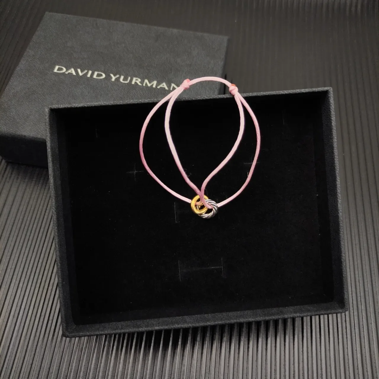 Pink Gold Thin Cord Dual-Tone Metal Knot Clasp Bracelet 2