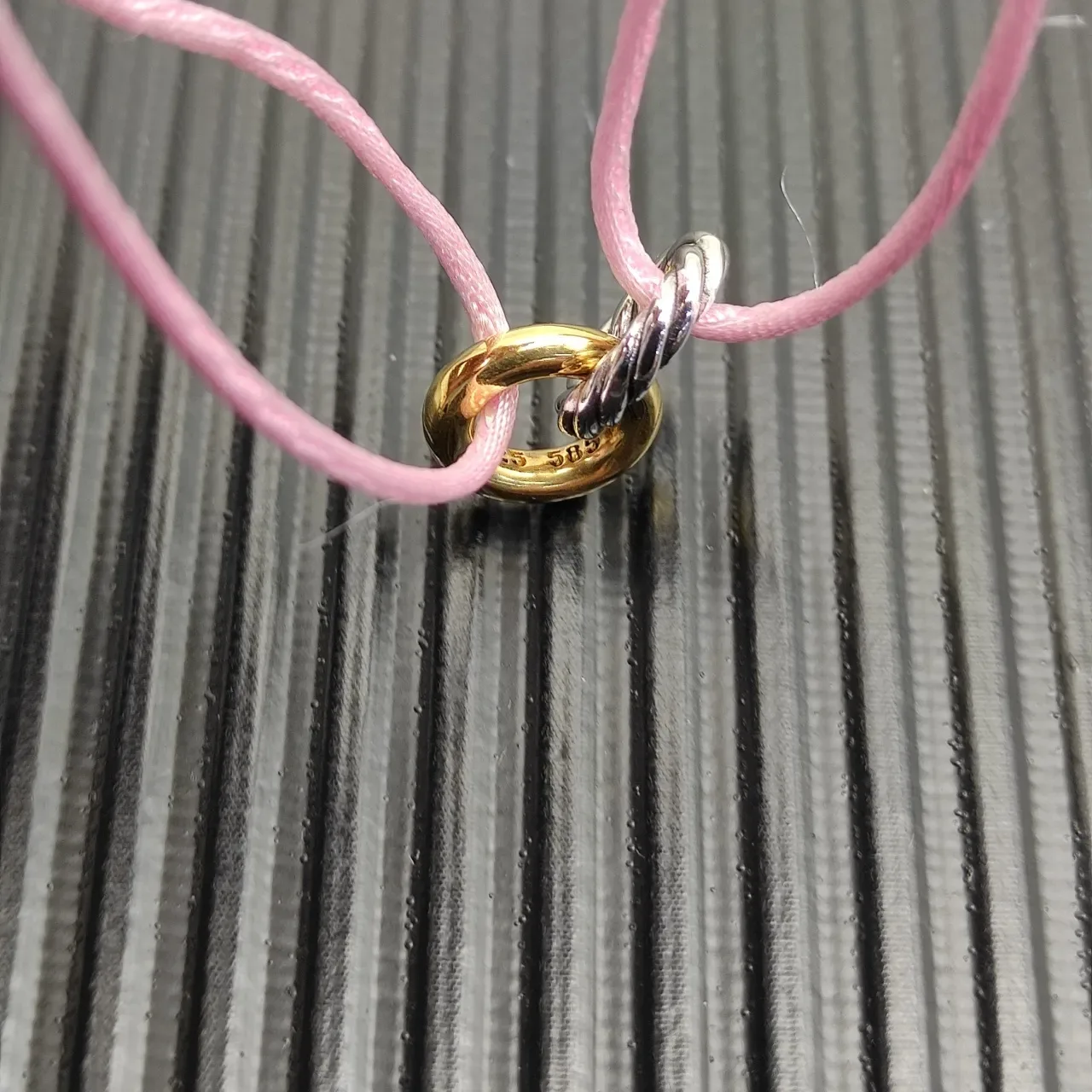 Pink Gold Thin Cord Dual-Tone Metal Knot Clasp Bracelet 3