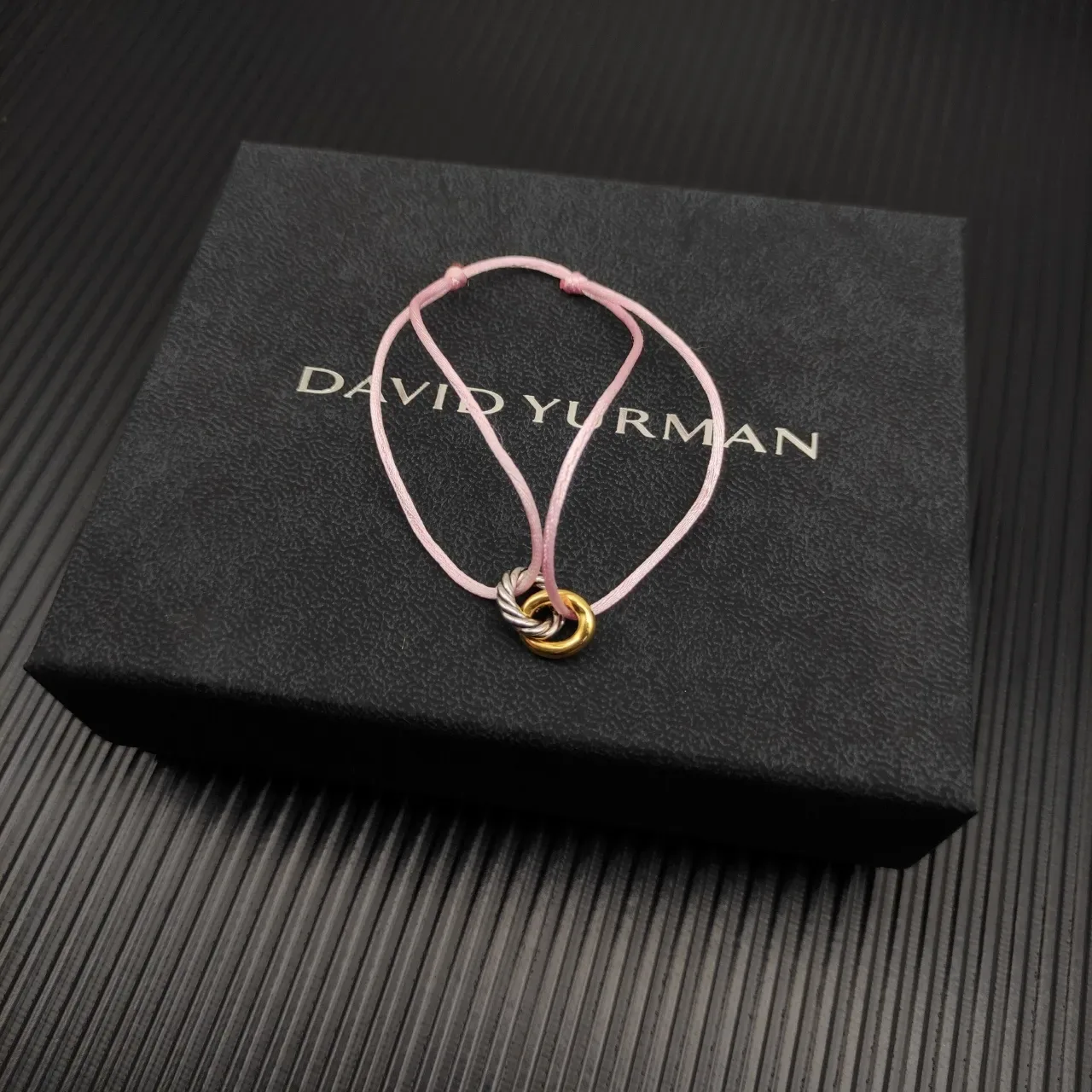Pink Gold Thin Cord Dual-Tone Metal Knot Clasp Bracelet 4