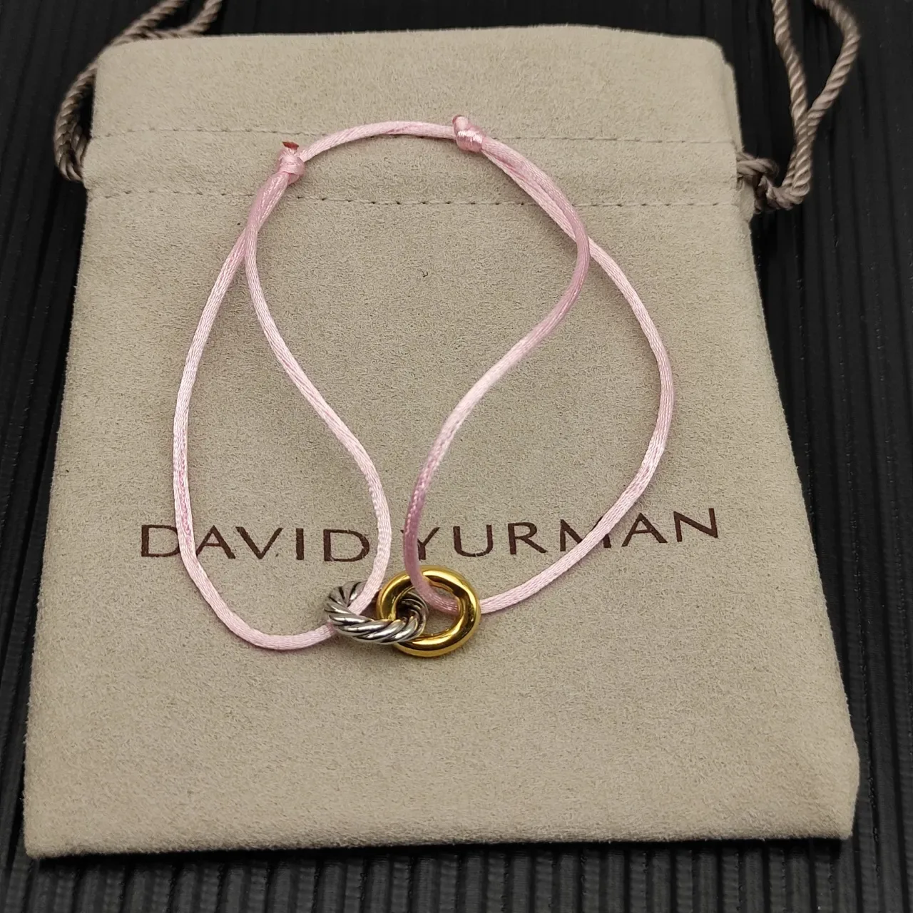 Pink Gold Thin Cord Dual-Tone Metal Knot Clasp Bracelet 8