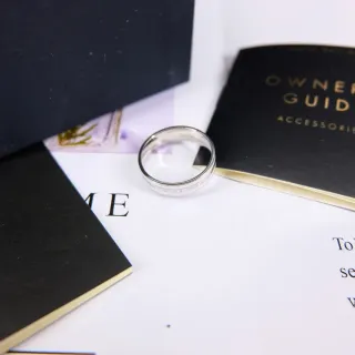 Polished Silver-Tone Engraved Band Ring