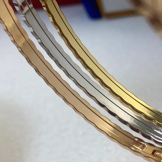 Quilted Diamond-Pattern Pave Stone Bangle Bracelets 3