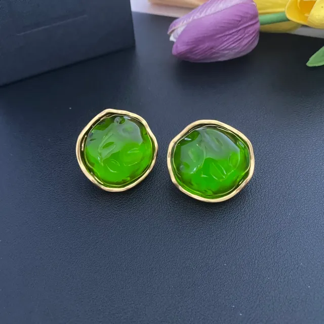 Red and Green Sculpted Resin Dome Stud Earrings 6