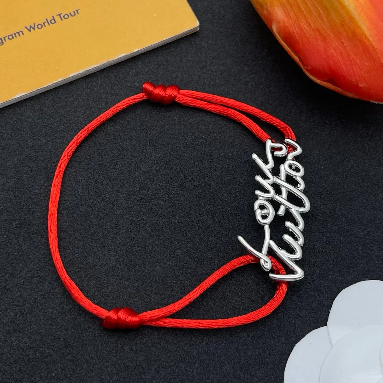 Red Silver Braided Cord Adjustable Knot Closure Bracelet 6