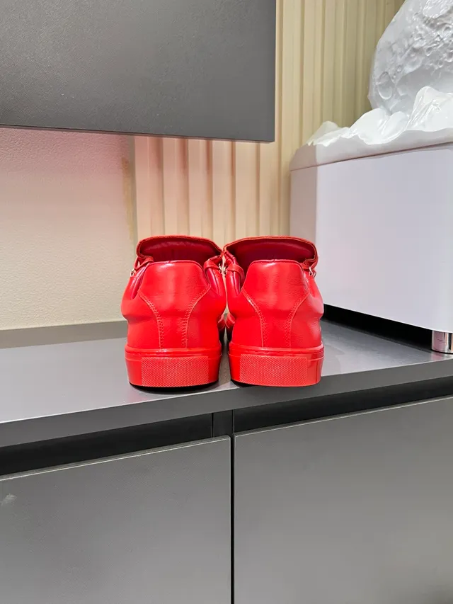 Red Smooth Leather Lifestyle Sneakers 2