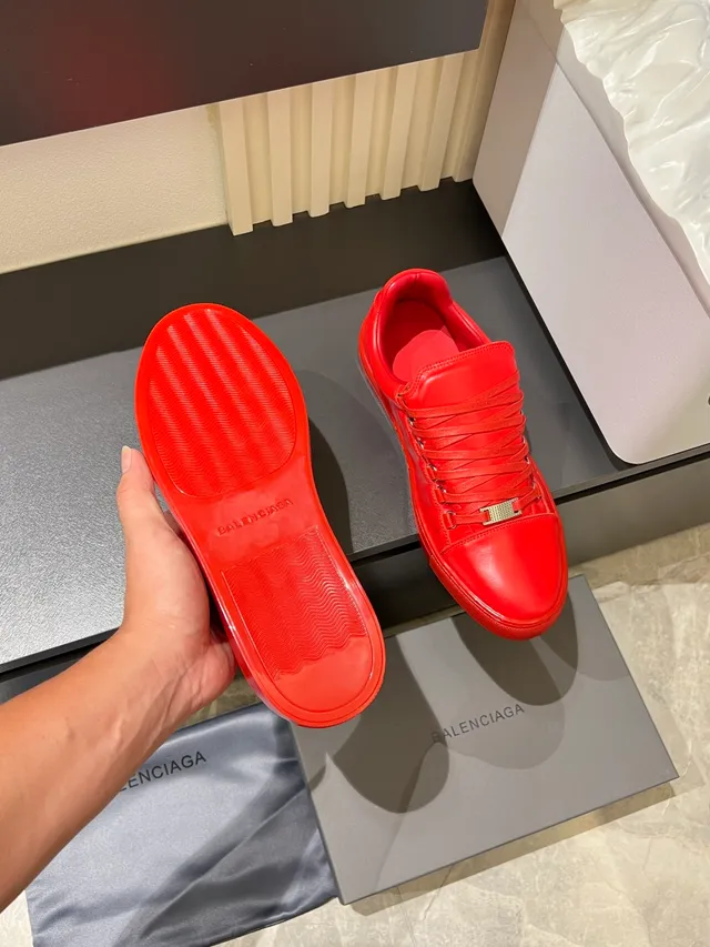 Red Smooth Leather Lifestyle Sneakers 3