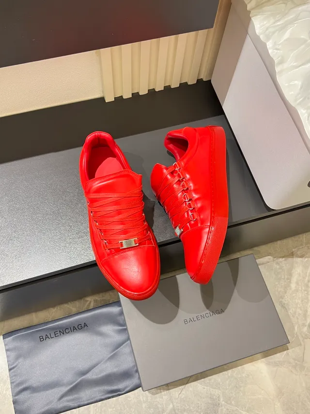 Red Smooth Leather Lifestyle Sneakers 4