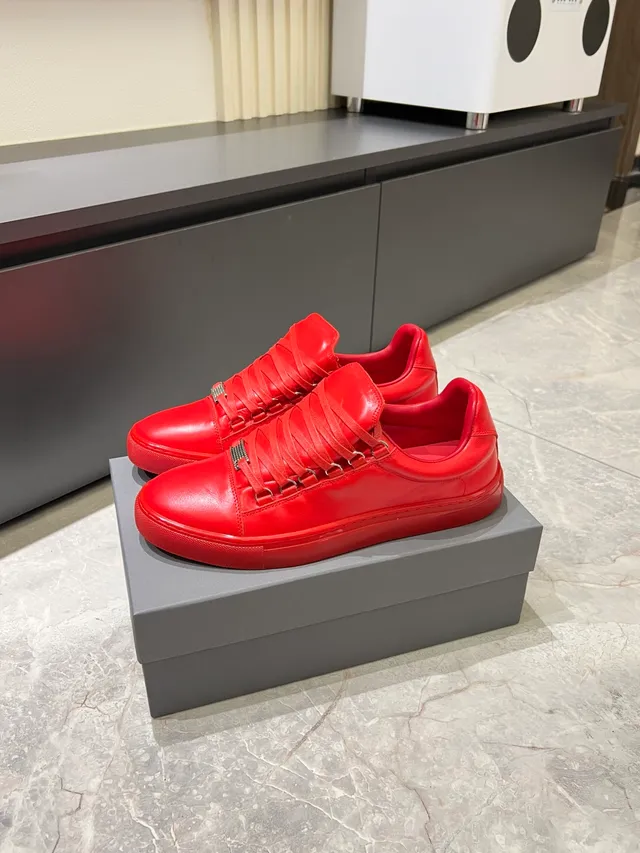 Red Smooth Leather Lifestyle Sneakers 5