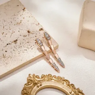 Rose Gold Geometric Pavé Diamond Drop Earrings