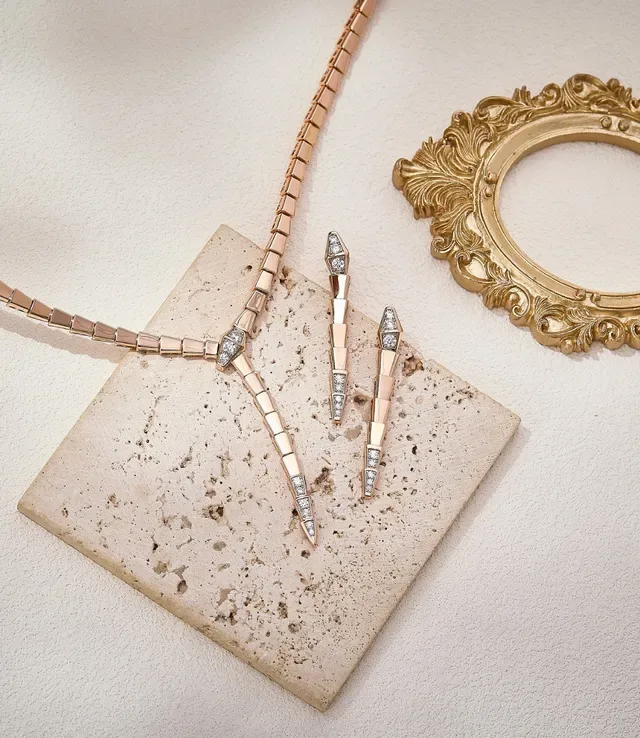 Rose Gold Geometric Pavé Diamond Drop Earrings 4