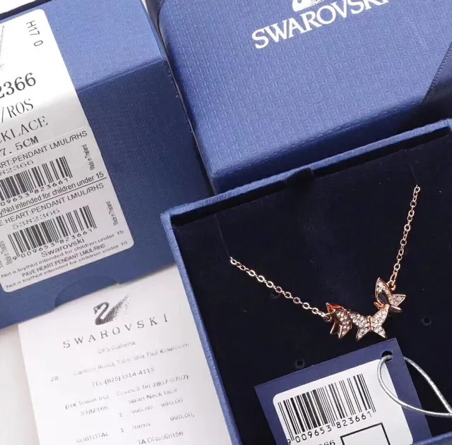 Rose Gold Tone Double Bow Pavé Crystal Necklace 2
