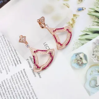 Rose Gold-Tone Geometric Pavé-Set Dangling Earrings