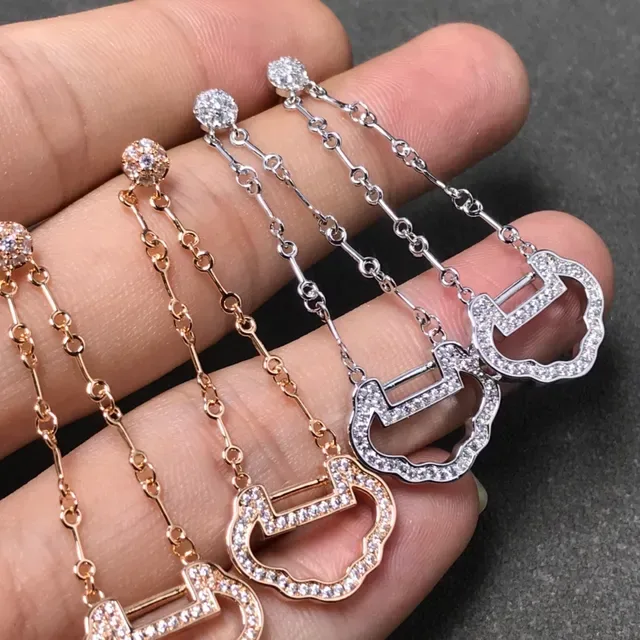 Rose Gold-Tone Pavé Crystal Chain Drop Earrings 4