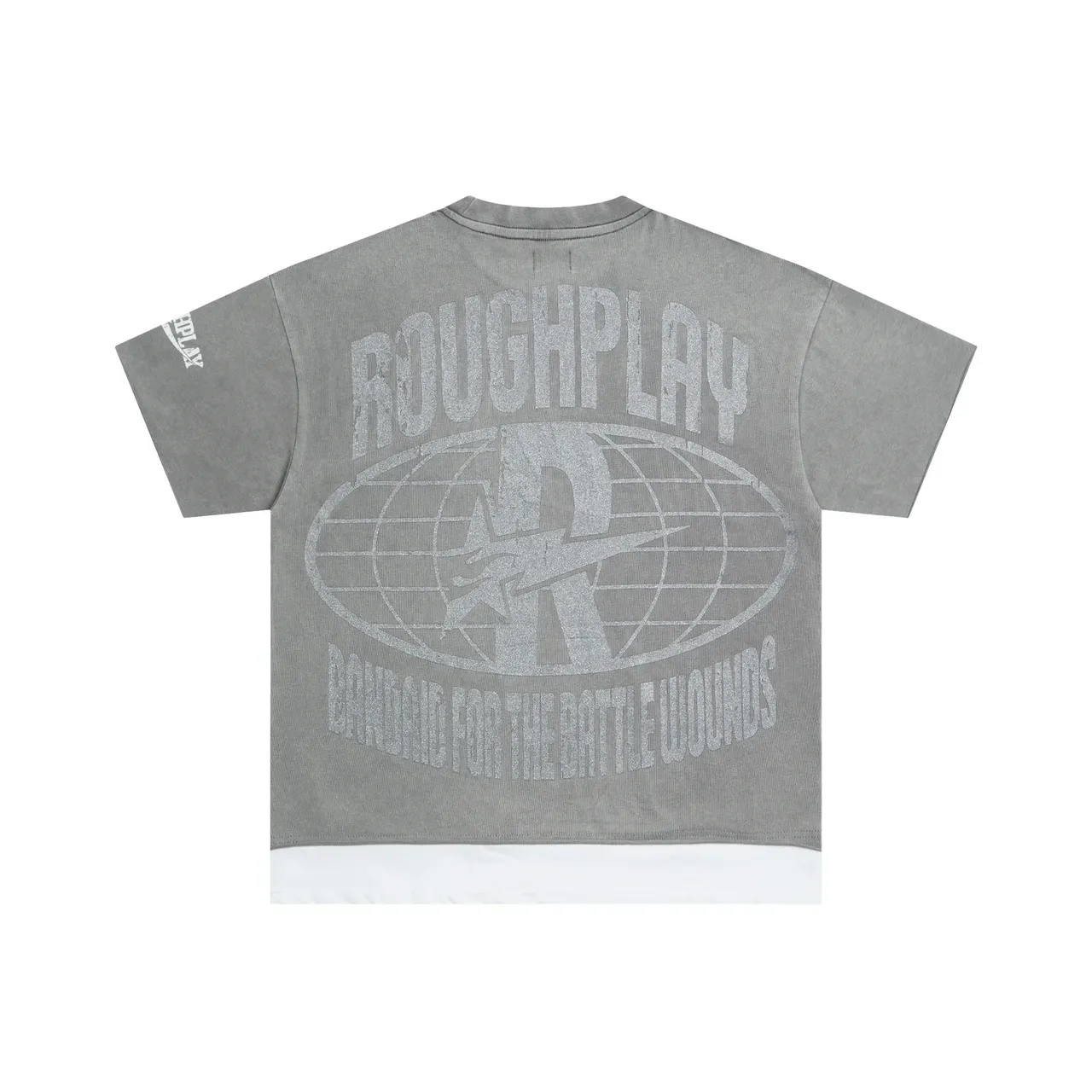 ROUGH Rough Play Graphic Print Olive Gray T-Shirt 4