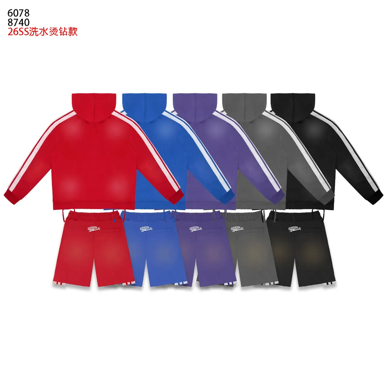ROUGHPLAY Red White Zip-Front Hooded Jacket Studded Embellishment Tracksuit 2
