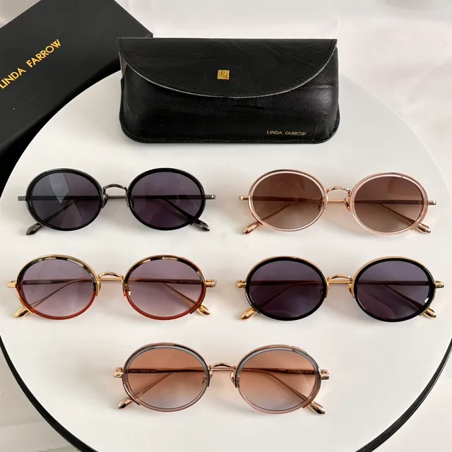 Round Thin Metal Frame Gradient Brown Sunglasses 2