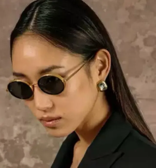 Round Thin Metal Frame Gradient Brown Sunglasses 4