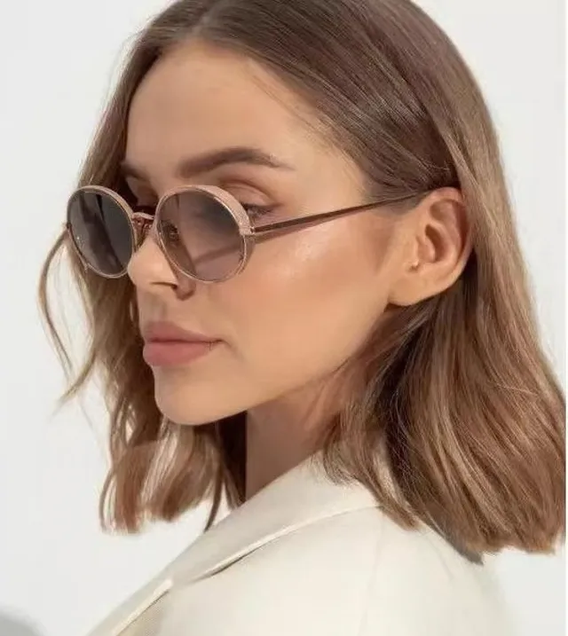 Round Thin Metal Frame Gradient Brown Sunglasses 7