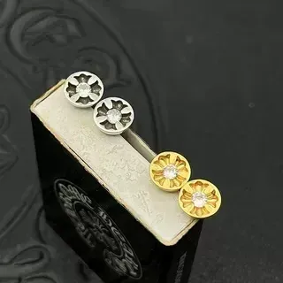 Silver and Gold Floral Stud Earrings