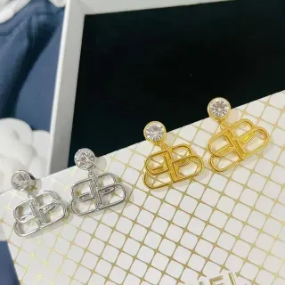 Silver and Gold Geometric Crystal Drop Earrings